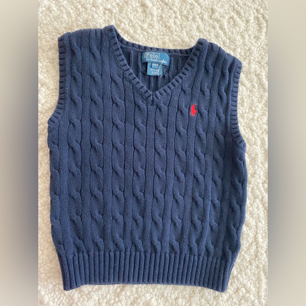 Polo Navy Cable -Knit Sweater Vest